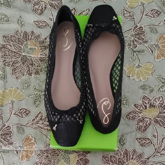 Sam Edelman Raffia  Black Mesh Ballet Flat - Picture 2 of 10